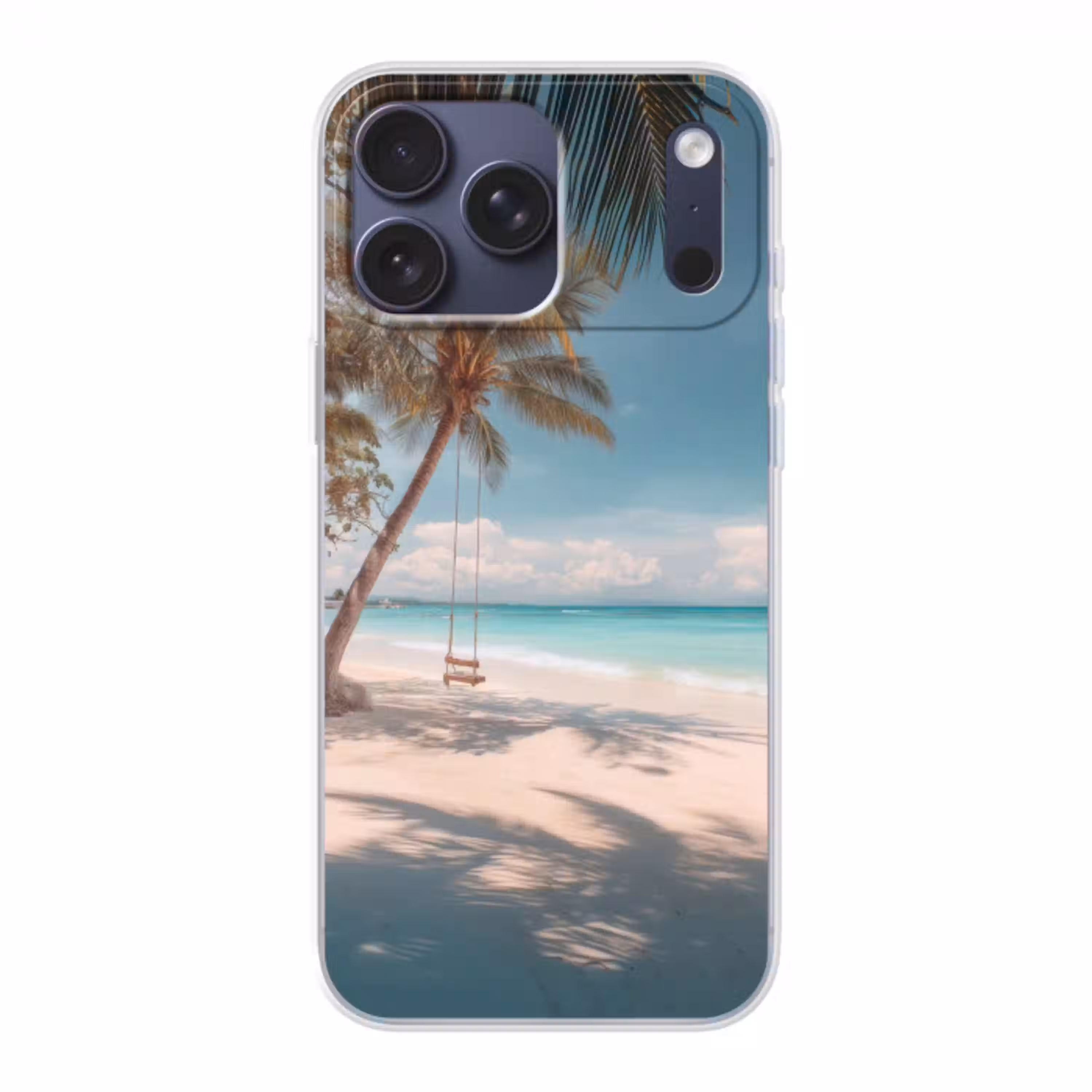 Palmboom - Schommel - Strand - Lucht Telefoonhoesje iPhone 17 Pro Max klein -3d