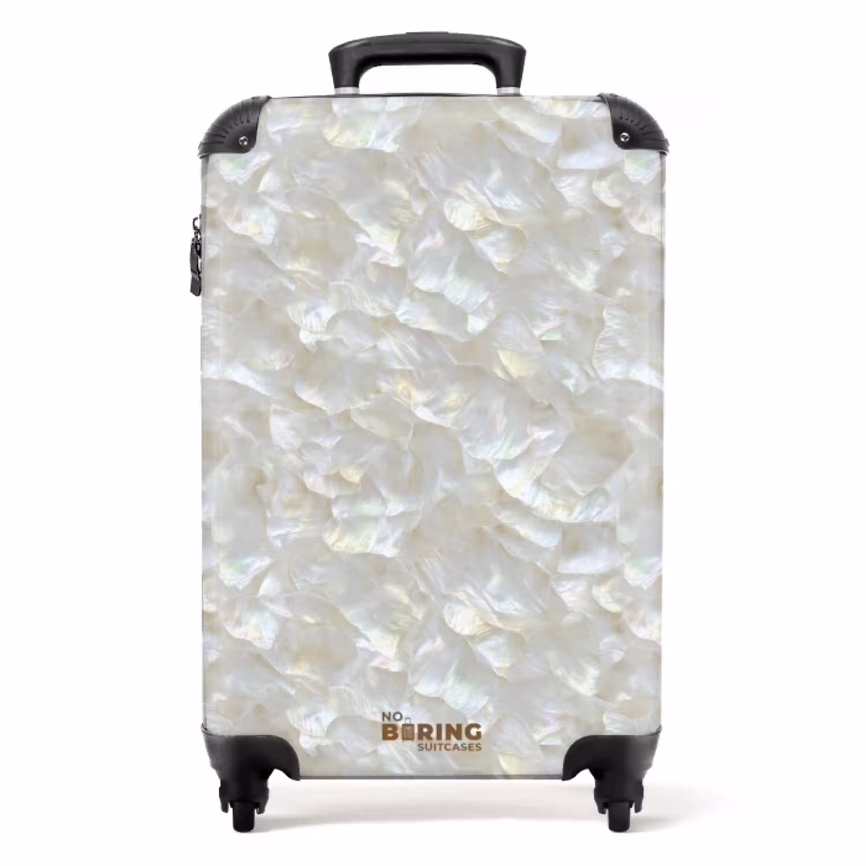 Parelmoerglans - Wit - Schelp NBS - Handbagage koffer - Volwassenen Unisex middel -productfoto_recht