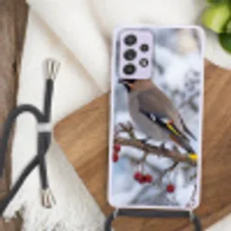 Pestvogel - Bessen - Winter - Natuur Hoesje Samsung Galaxy A52 5G met koord klein -sfeer4