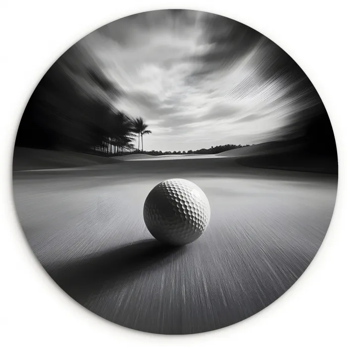 Golfbal - Wazig - Zwart Wandcirkel plexiglas klein -3d