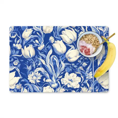 Bloemen - Delfts Blauw - Patroon - Tulp Placemat vinyl groot -zzzproduct_Kitchenyeah-website