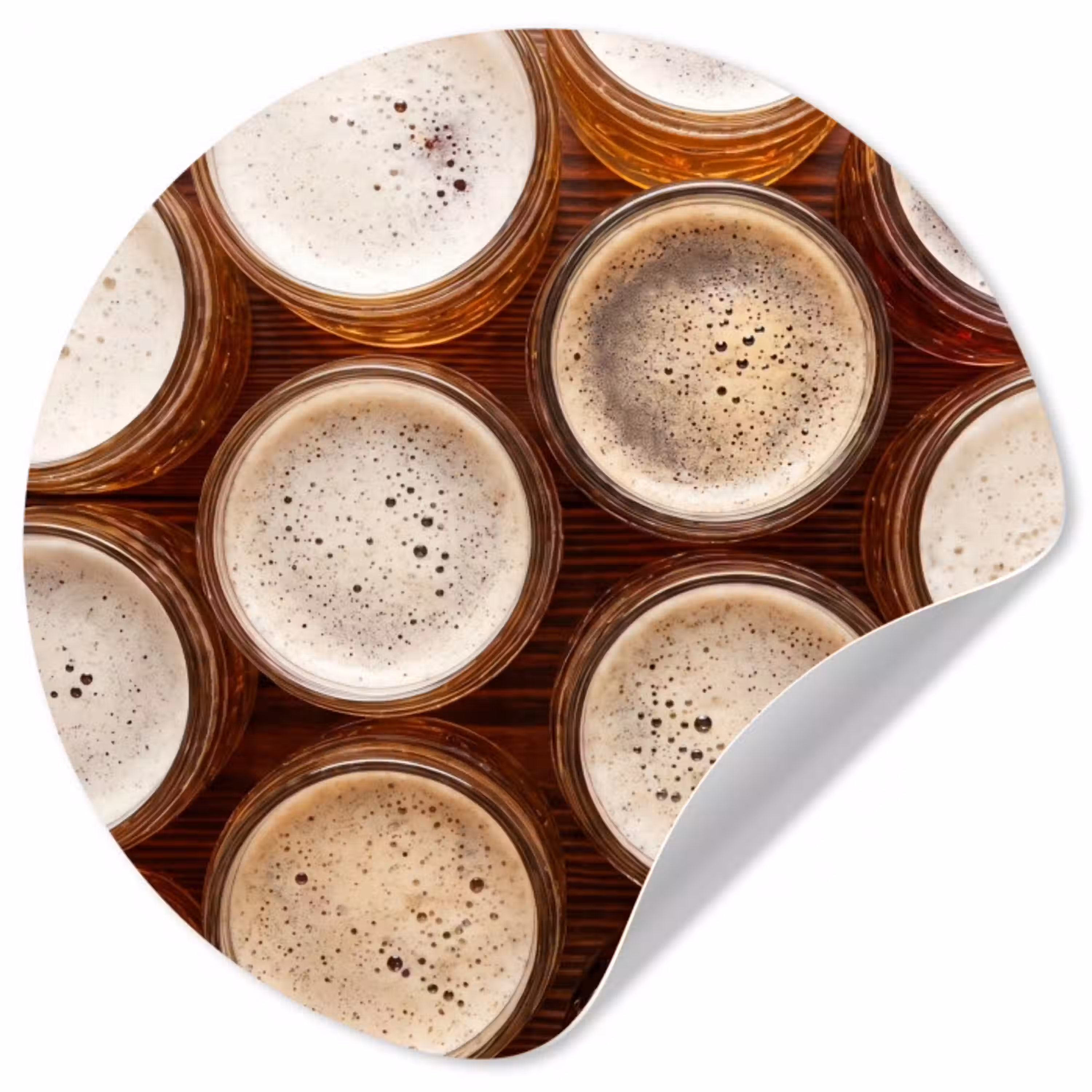 Eten - Glazen - Drank - Patroon - Bruin Wandcirkel behangsticker klein -3d