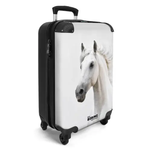 Wit paard met wapperende manen Koffer - NBS - Handbagage middel -productfoto_3d