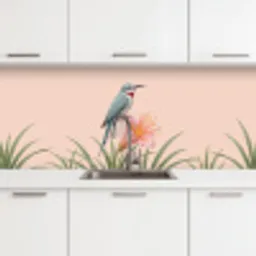 Vogel - Bloem - Natuur - Roze keuken achterwand 2 middel -3d