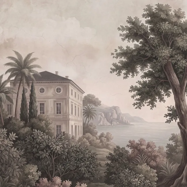 Behang - Zee - Villa - Beige