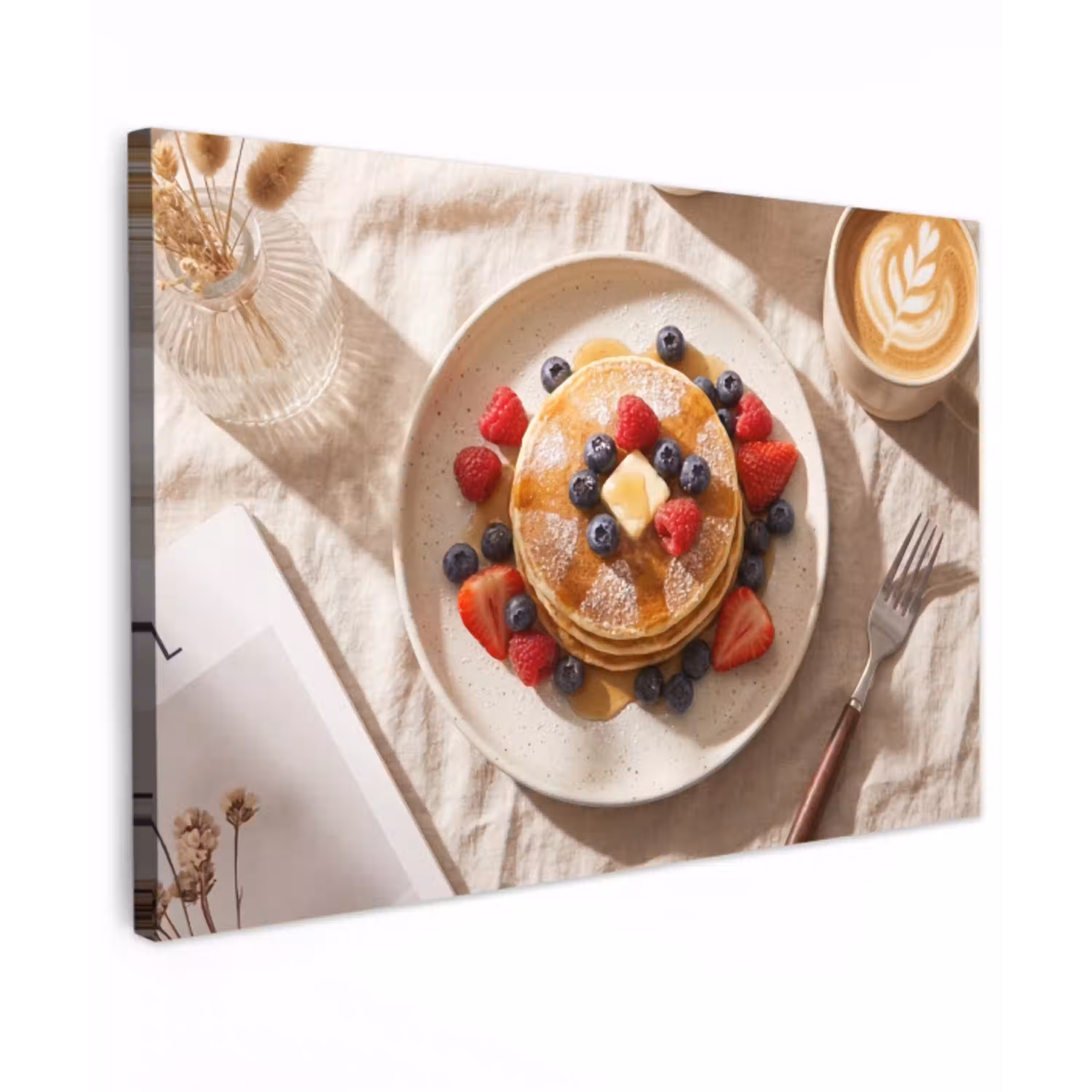 Pannenkoeken - Bessen - Ontbijt - Modern - Beige Tuinposter op houten frame 2 cm dik klein -3d