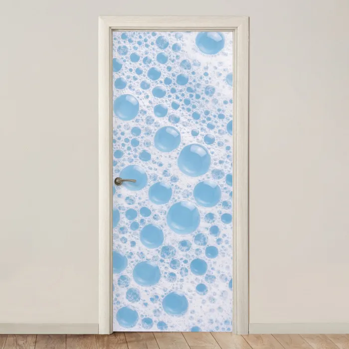 Schuim - Bubbels - Blauw deurposter klein -3d_beige