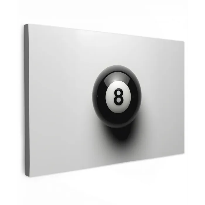 Biljartbal - Getal - Acht - Wit canvas 2cm klein -z3d