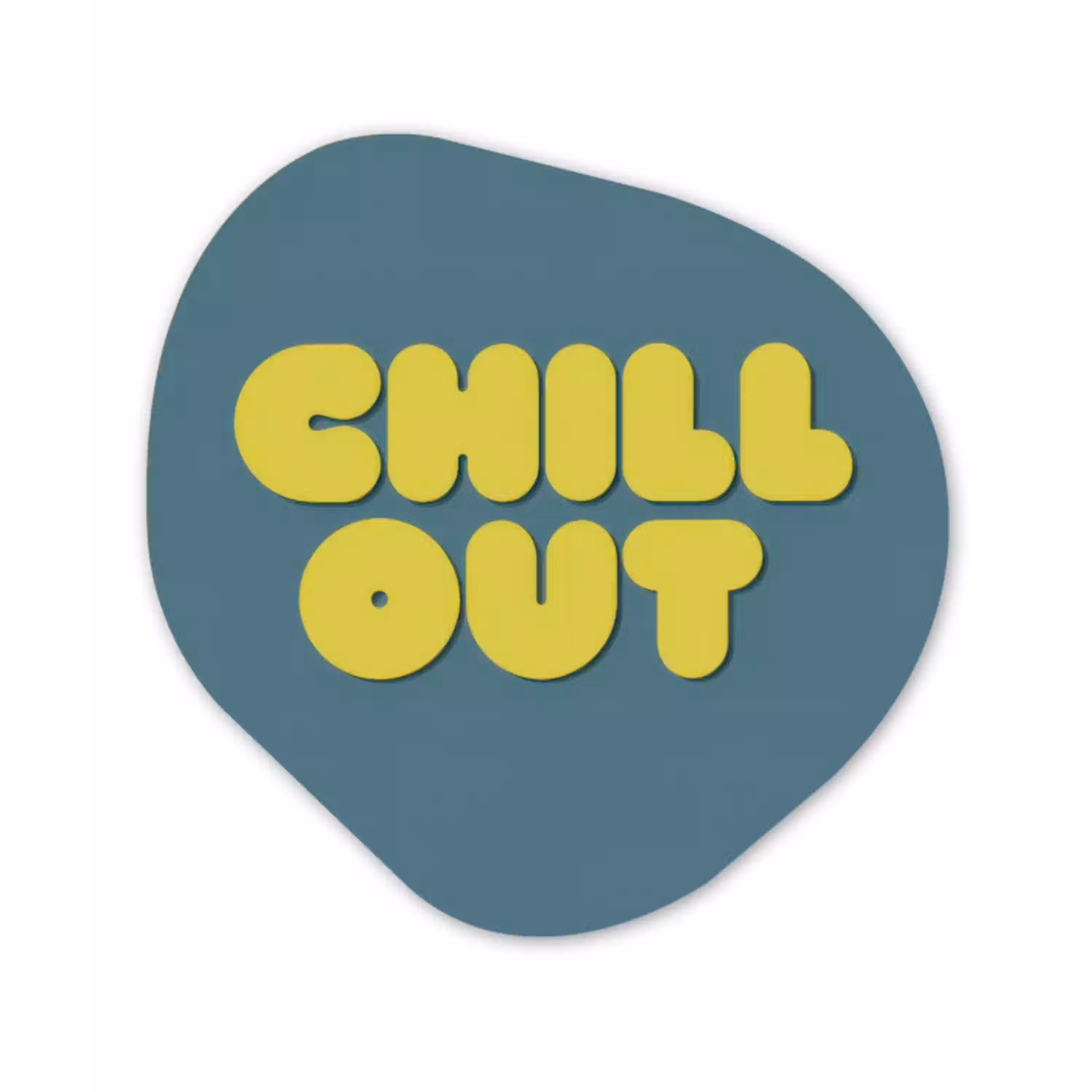 Chill out - Geel - Blauw Wandcirkel Organisch Forex 3mm klein -3d