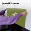 Lijntekening - Appel - Olijfgroen - Blaadje Inductie beschemer met haakjes klein -ky-ophangen-nl