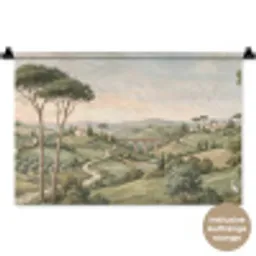 Landschap - Heuvels - Zandpad - Groen Wandkleed katoen klein -t3d_DE