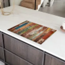 Kleurrijk Verweerd Hout Inductie beschermer vinyl 3mm klein -sfeer8