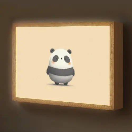 Panda - Beige - Minimalistisch Light Box met batterij (Wandlamp kind) middel -z3d_website