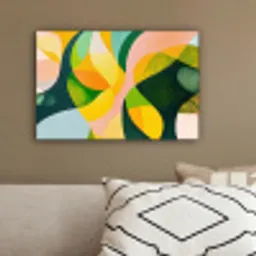 Abstract - Geel - Roze - Groen canvas 2cm klein -sfeer3