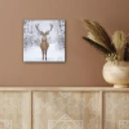Hert - Winter - Bos - Natuur - Wit aluminium wit klein -sfeer4