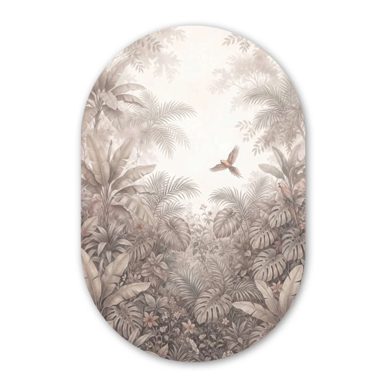 Papagaai - Jungle - Tropisch Wandcirkel Ovaal Aluminium middel -3d