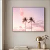 Palmbomen - Paars - Wolken - Lucht Textielframe - compleet frame klein -sfeer2