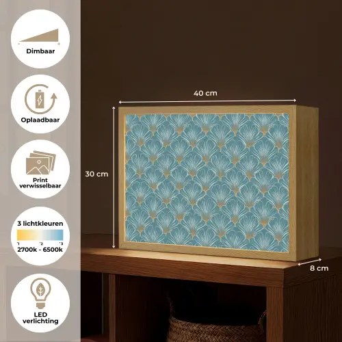 Symmetrisch - Patroon - Blauw Light Box met batterij (Wandlamp) middel 907 -USP_websiteoverzichtNL