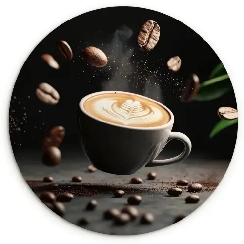 Cappuccino - Kop - Bonen - Bruin Wandcirkel plexiglas klein -3d