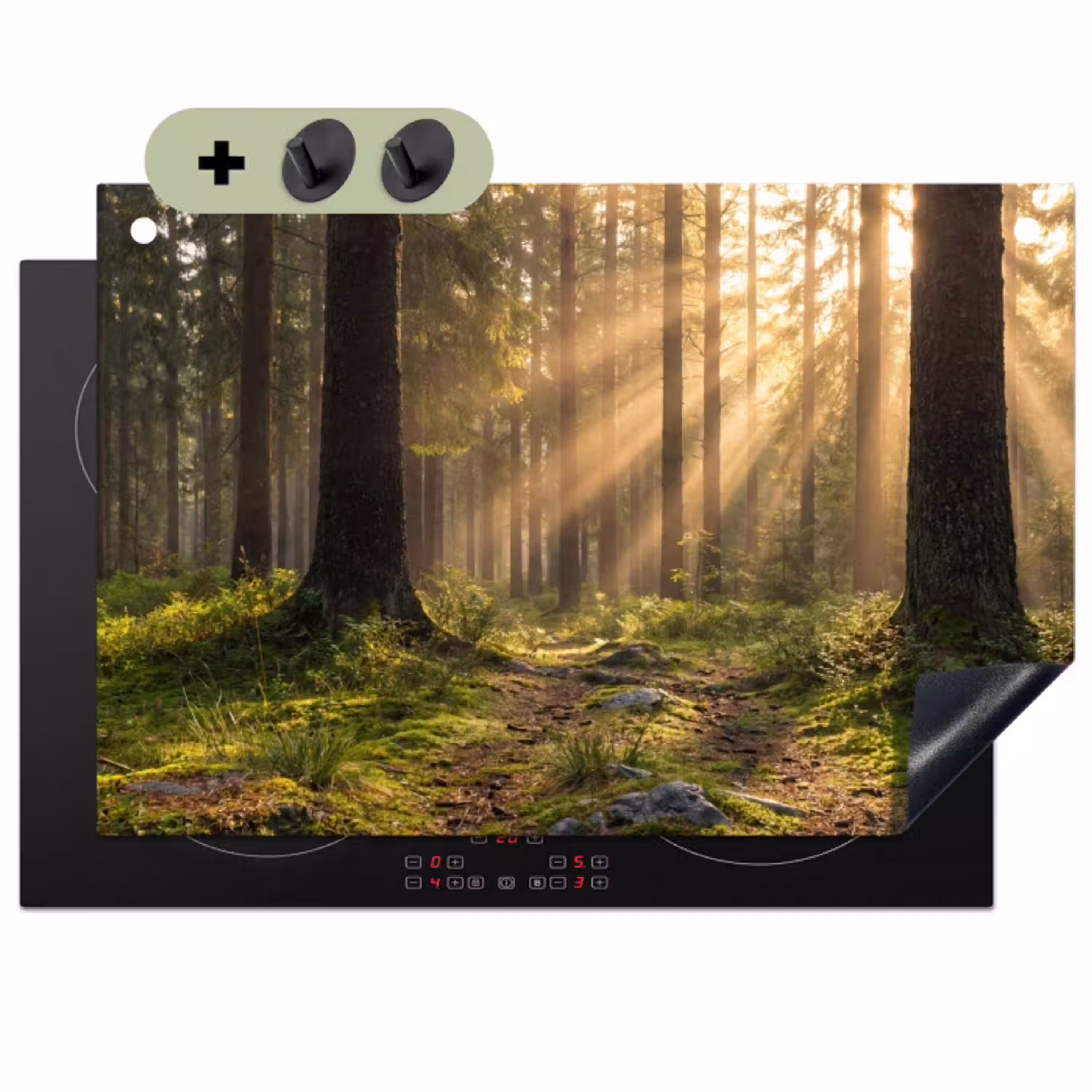 Bos - Zonlicht - Gras Inductie beschemer met haakjes klein -3d