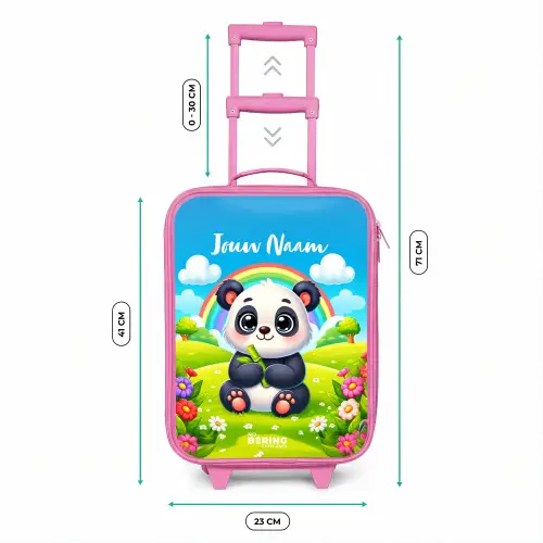 Pukkie Panda Kinderkoffer - Roze klein -productfoto_formaten