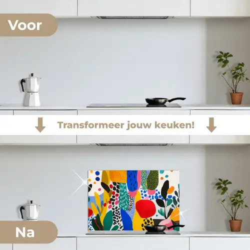 Stippen - Vormen - Modern - Kleuren keuken achterwand spatscherm klein -voor_na_NL