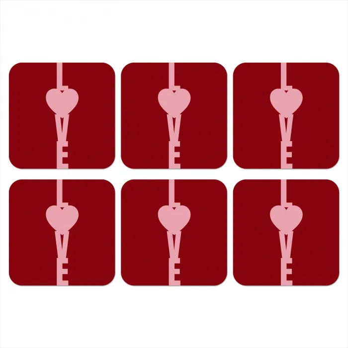 Love - Hart - Rood onderzetter kurk middel -3d