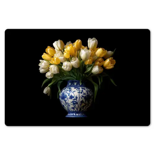 Geel - Tulpen - Vaas - Bloemen Placemat vinyl groot -zzsfeer1_Kitchenyeah-website