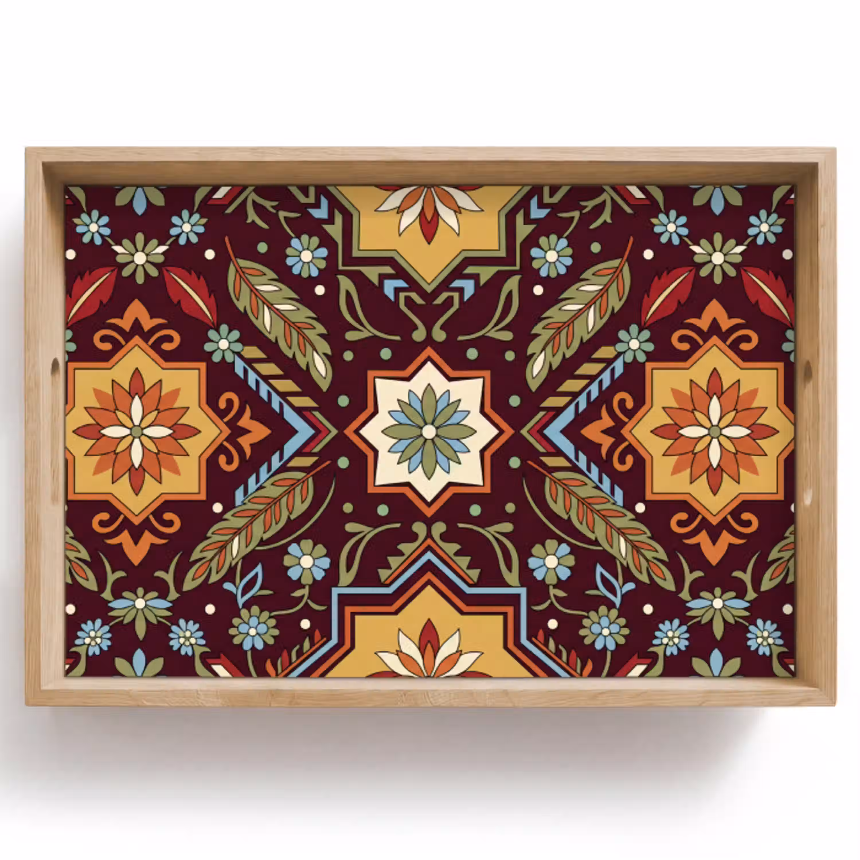 Patroon - Floraal - Geometrisch - Kleurrijk - Decoratie Dienblad Rechthoek middel -z3d_shopping