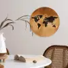Wereldkaart - Bruin - Kaart Wandcirkel plexiglas klein -sfeer4