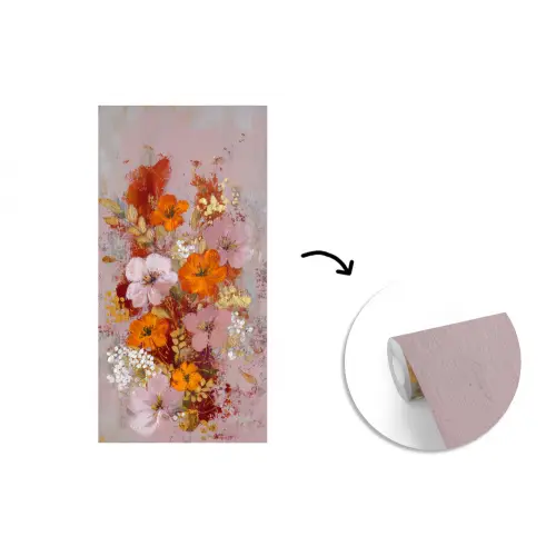 Schilderij - Bloemen - Rustiek - Roze fotobehang vinyl groot -3d