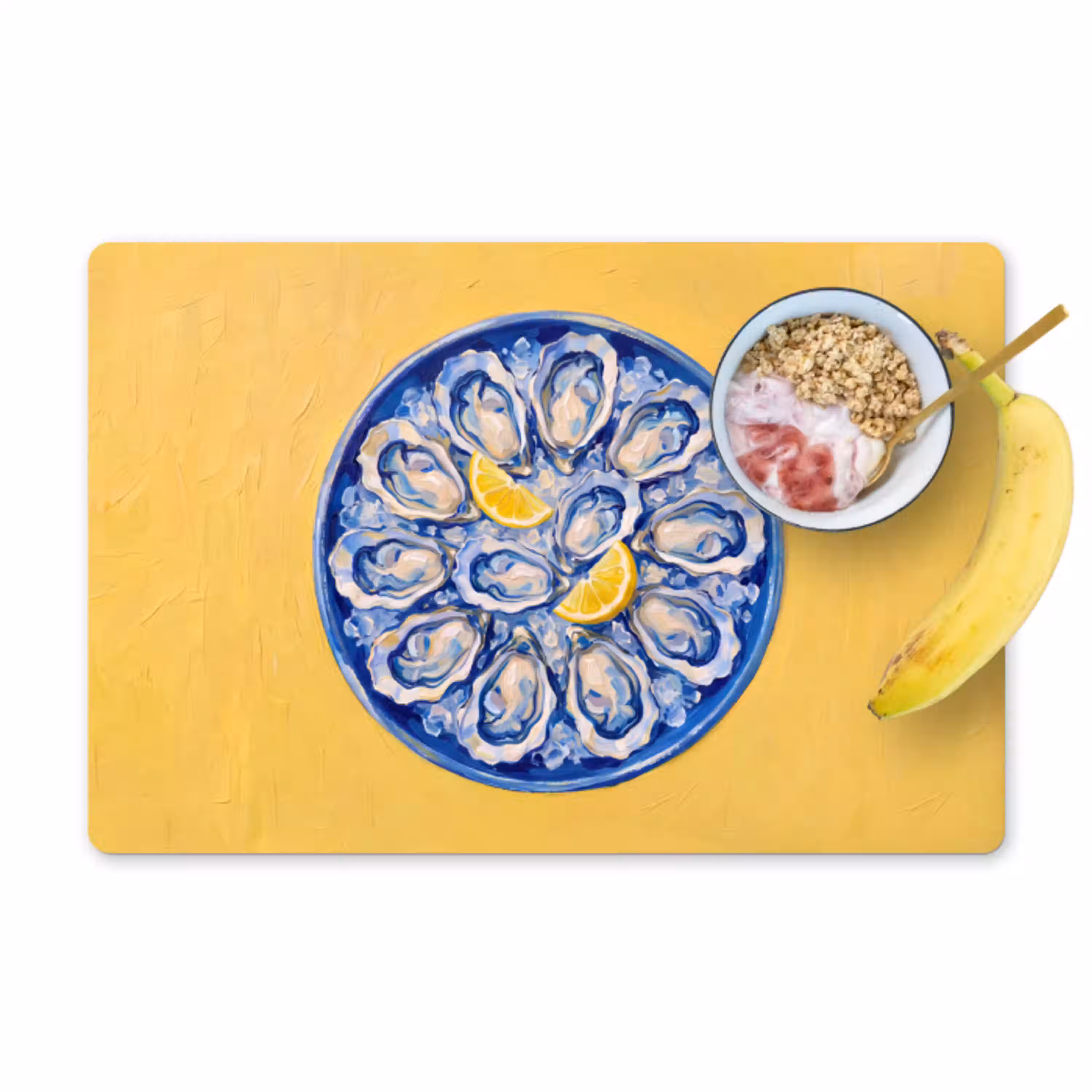 Oesters - Citroen - IJs - Modern - Geel Placemat vinyl groot -zzzproduct_Kitchenyeah-website