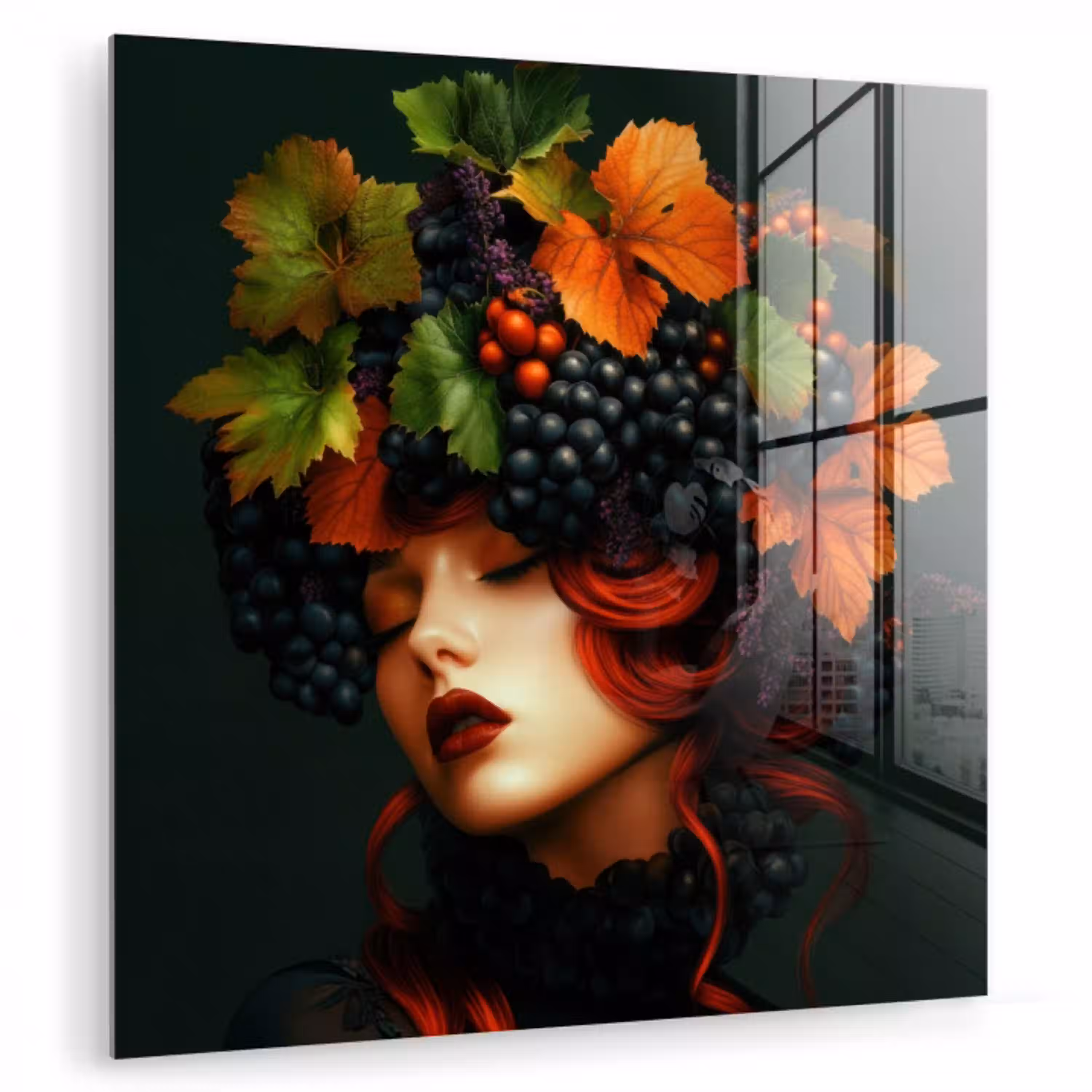 Vrouw - Rood - Groen - Druiven plexiglas 5mm klein -zzzproduct_nieuw