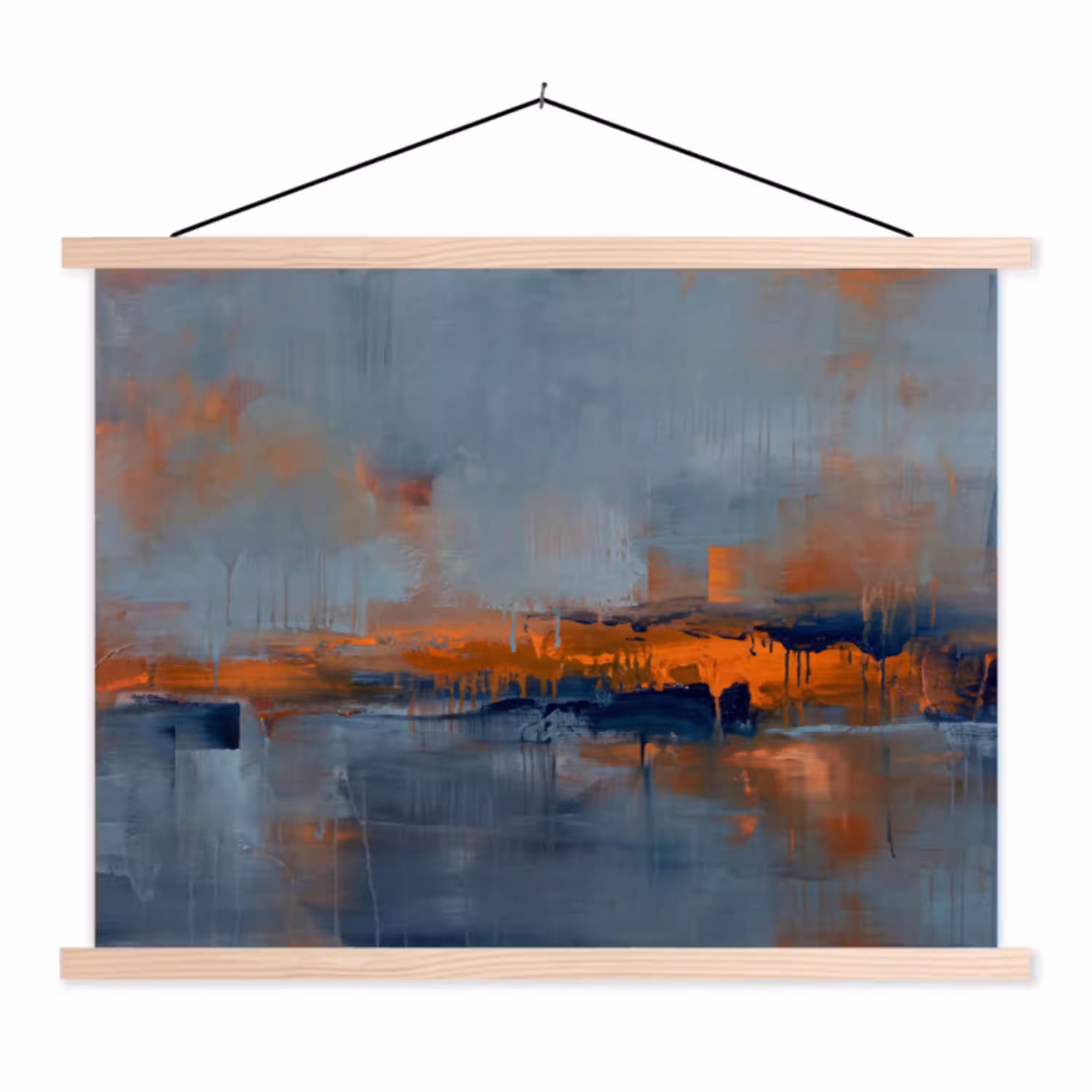 Abstract - Kleuren - Modern - Oranje - Grijs textielposter latten blank klein -3d