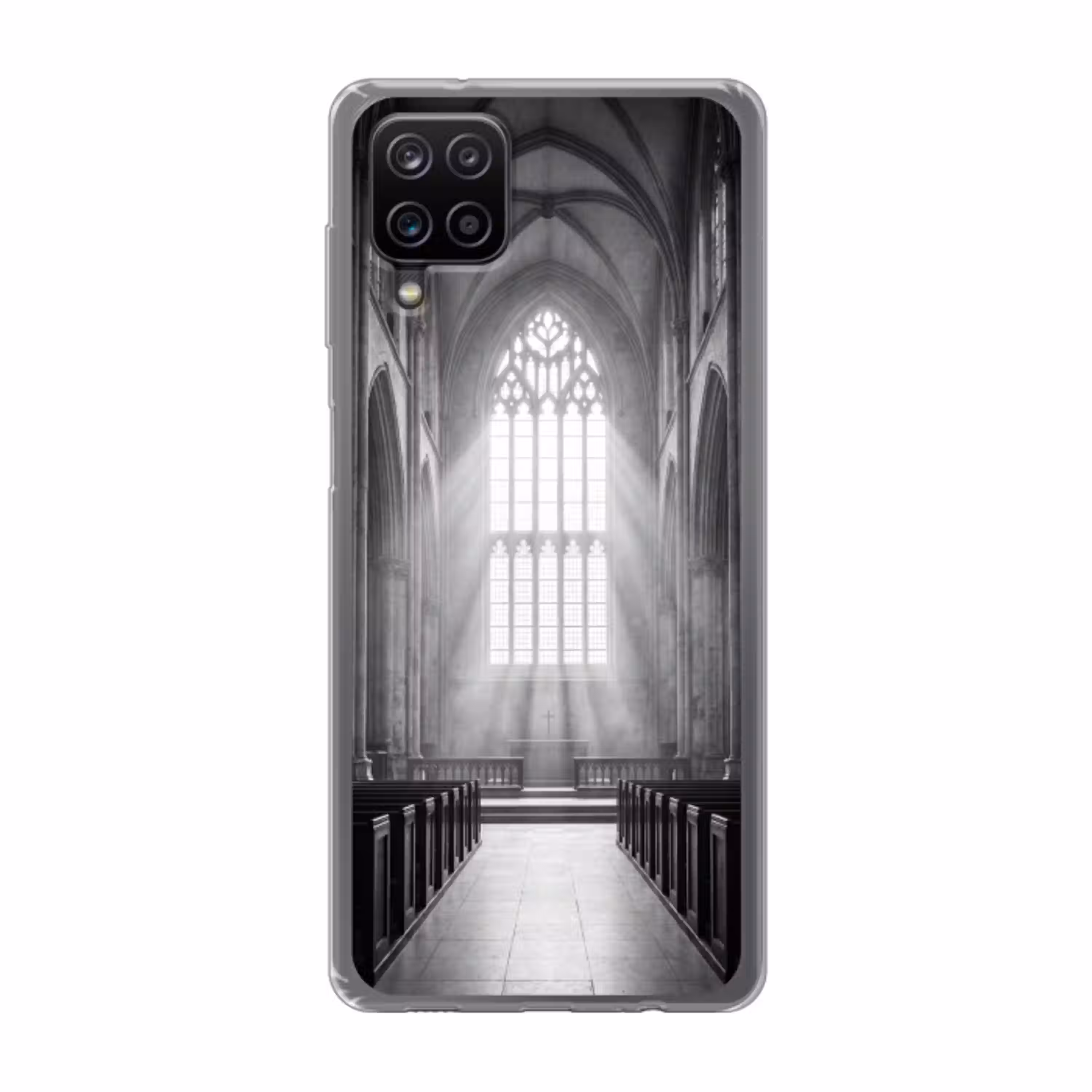 Kerk - Interieur - Lichtstralen - Architectuur - Klassiek Telefoonhoesje Samsung Galaxy A12 klein -3d