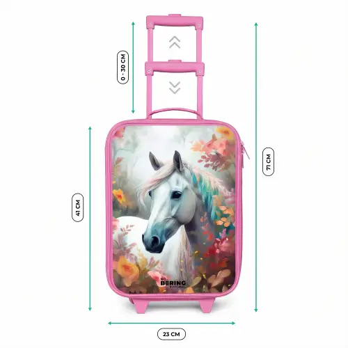 Wit paard omringd door bloemen Kinderkoffer - Roze klein -productfoto_formaten