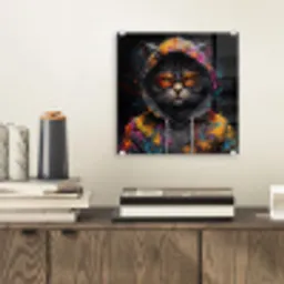 Kat - Jas - Graffiti - Bril - Zwart plexiglas 5mm klein -sfeer1
