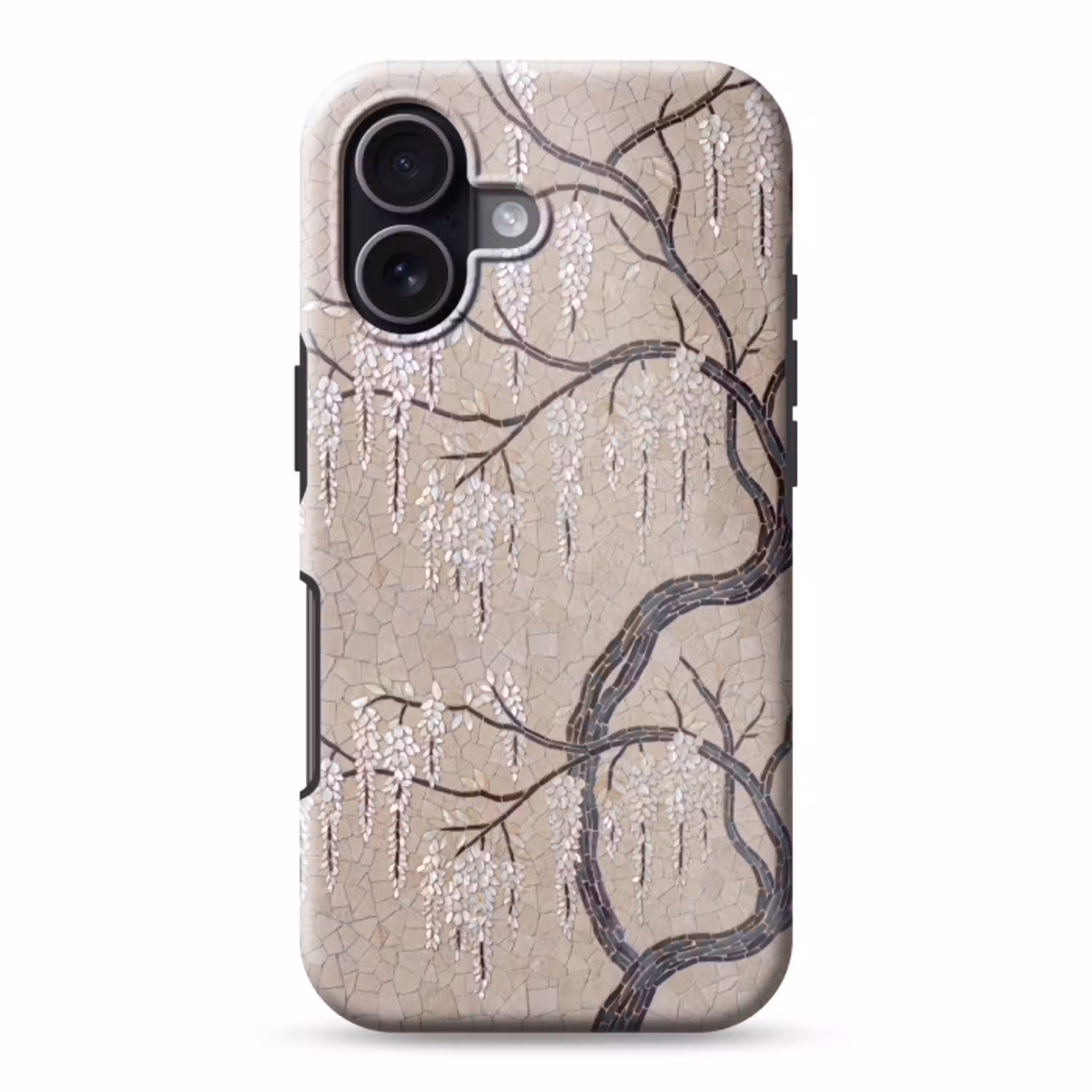 Boom - Bloemen - Mozaïek - Kunst - Wit Toughcase MagSafe Apple iPhone 17 klein -3d