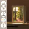 Bos - Pad - Bomen - Groen - Zon - Natuur Light Box met kabel (Tafellamp) klein -USP_NL