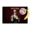 Koffie - Vrouw - Middelvinger Placemat vinyl groot -zzzproduct_Kitchenyeah-website