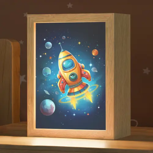 Raket - Ruimte - Planeten - Kinderen - Jongen Light Box met kabel klein -zzz_3d_website