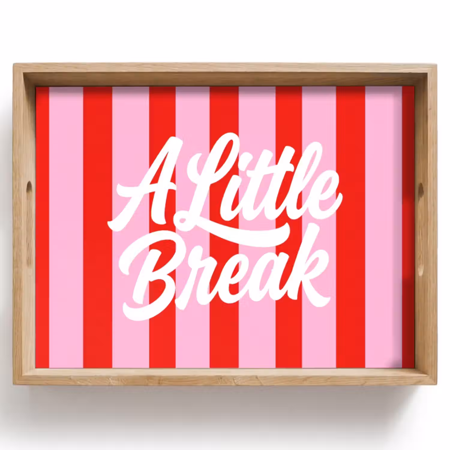 Dienblad - A Little Break - Strepen - Rood - Roze