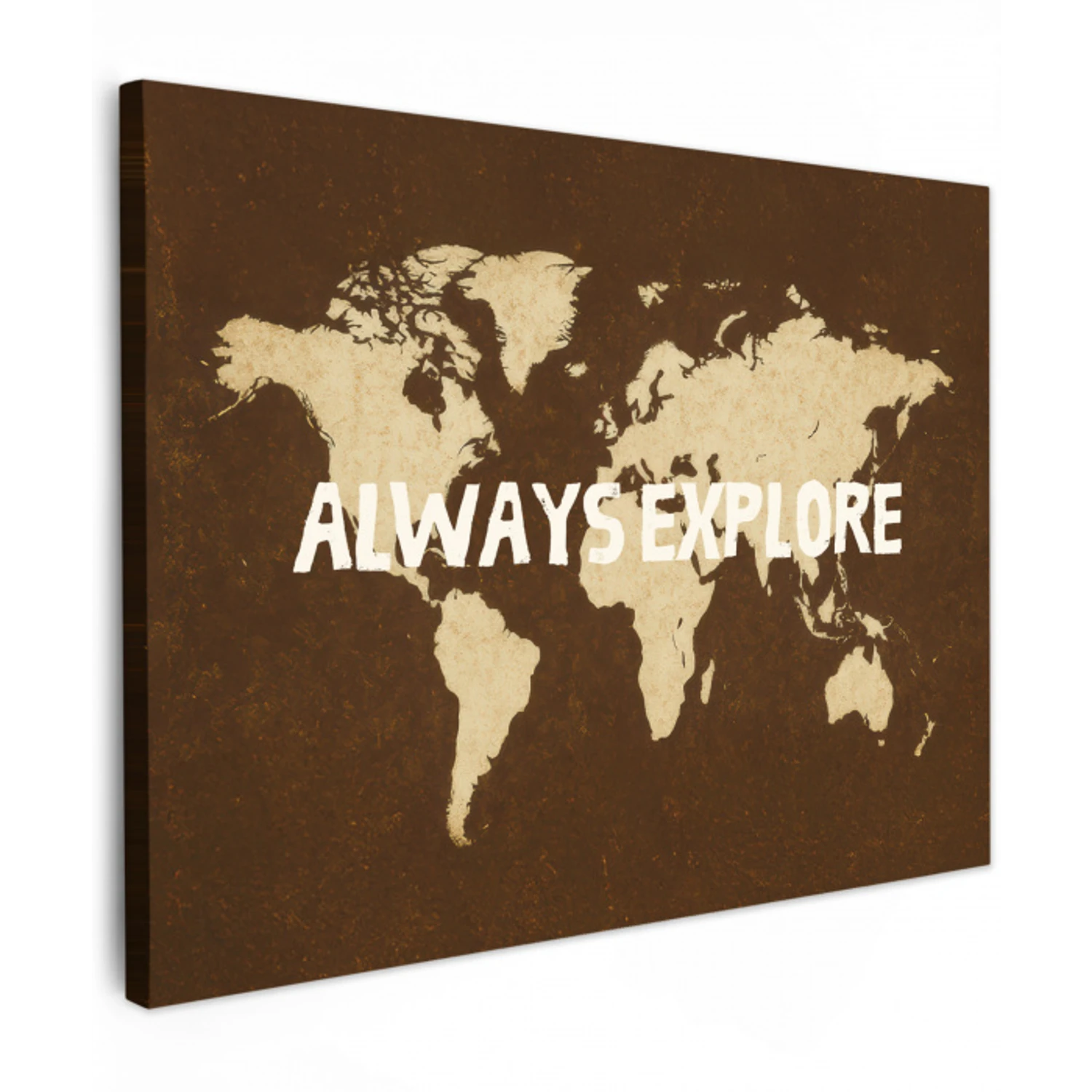 Reizen - Wereldkaart - Bruin canvas 2cm middel -z3d