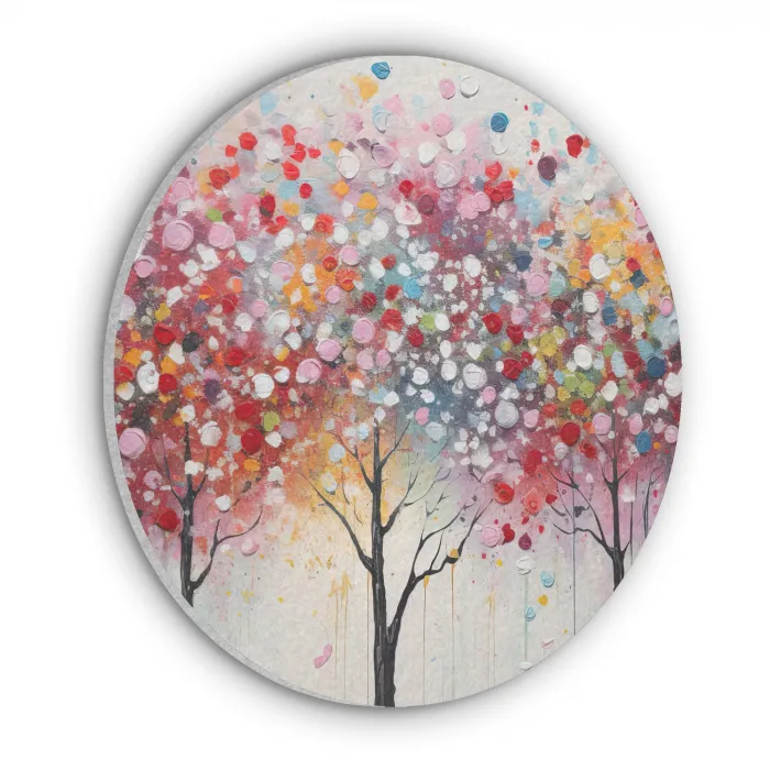 Kunst - Bomen - Natuur - Acryl Akoestische PET Vilt - Rond klein -3d