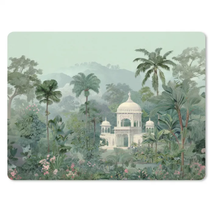 Tropische tuin - Koepelgebouw - Bloemen muismat rubber klein -3d