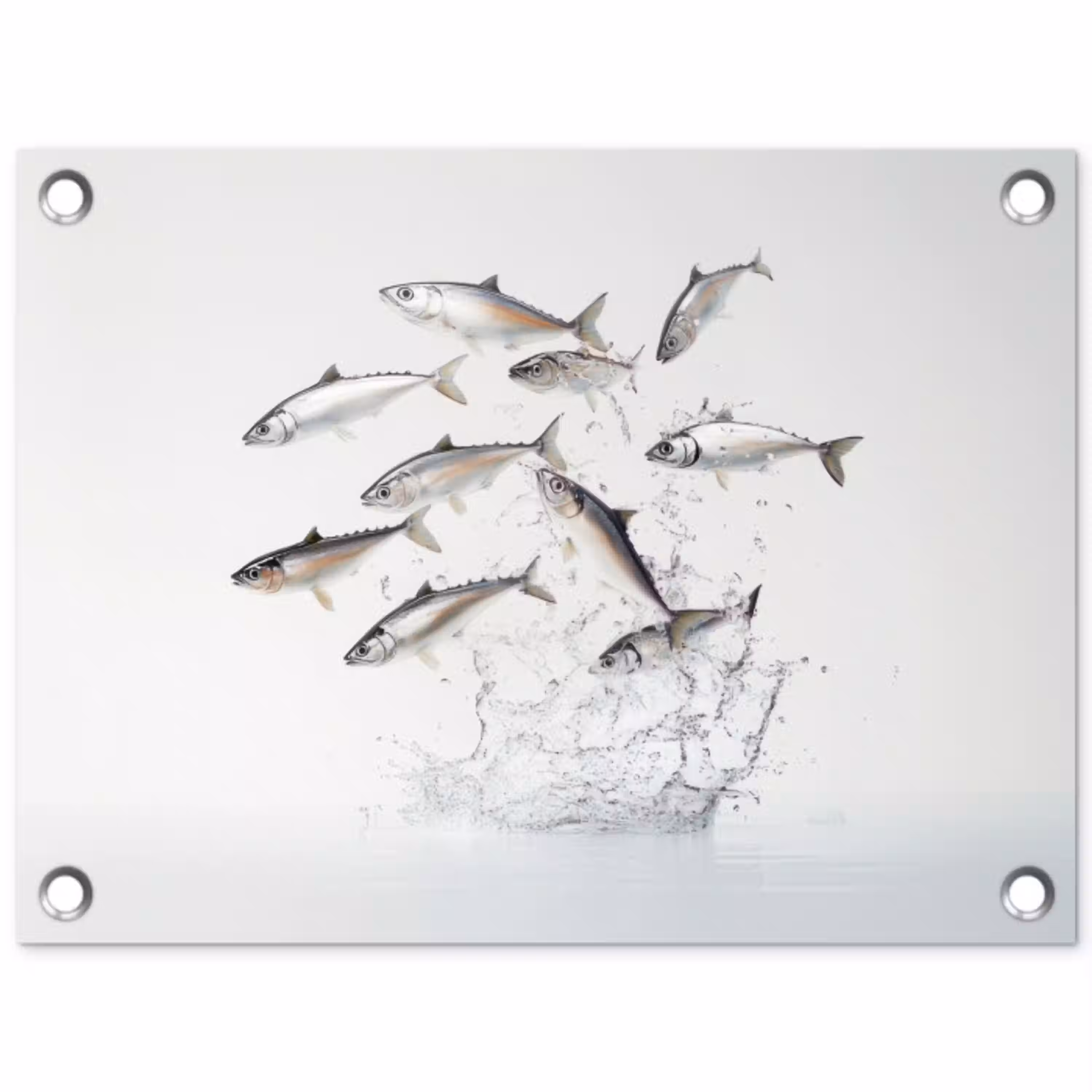 Vissen - Water - Wit tuinposter los doek klein -3d