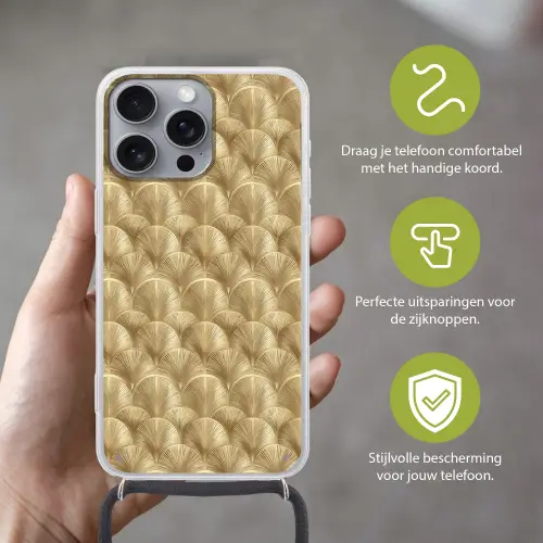 Patroon - Waaier -  Goud Hoesje iPhone 16 Pro Max met koord klein 804 -sfeer2_NL