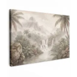 Jungle - Watervallen - Tropisch - Illustratie canvas 2cm klein -z3d