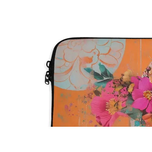 Portret - Vrouw - Abstract - Bloemen laptophoes neopreen klein -detail