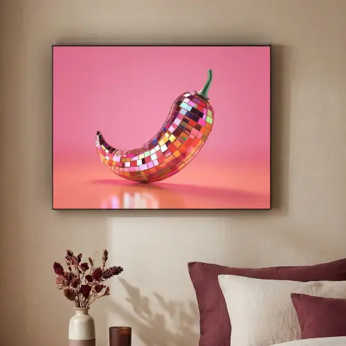 Peper - Disco - Rood - Glitter Textielframe zwart klein -sfeer1